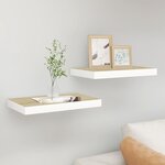 vidaXL Étagères flottantes 2 Pièces chêne et blanc 50x23x3 8 cm MDF