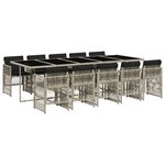 vidaXL Ensemble à manger de jardin 11Pièces avec coussins gris poly rotin