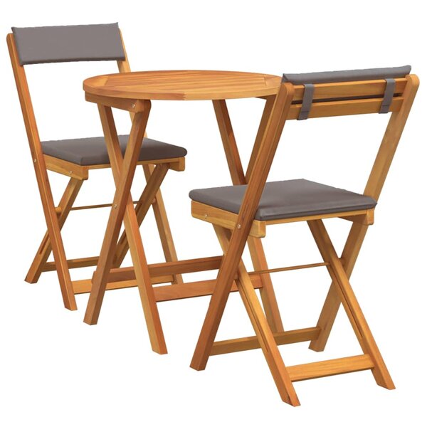 vidaXL Ensemble bistro de jardin 3 Pièces Marron Bois d'acacia massif