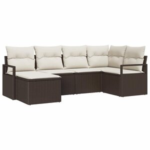 vidaXL Ensemble de canapé de jardin avec coussin 6 Pièces Marron et Crème