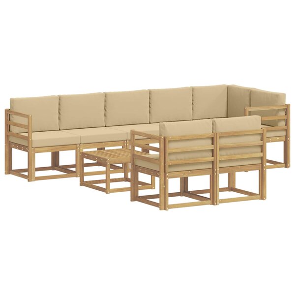 vidaXL Ensemble de canapés d'extérieur 9 pc Blanc et Beige Polyester