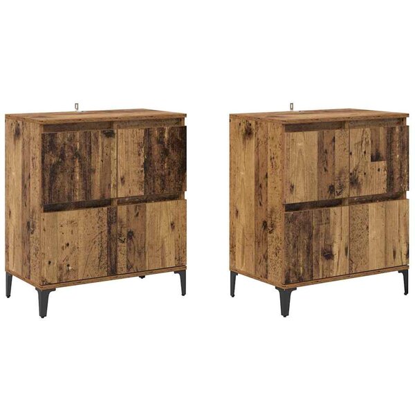 vidaXL Buffets 2 Pièces Bois Ancien 60 x 35 x 70 cm Bois d'ingénierie