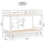 Lit superposé avec 2 matelas enfant 90x200 cm