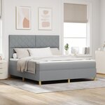 vidaXL Lit Box Spring avec Matelas Gris Clair Super King Tissu