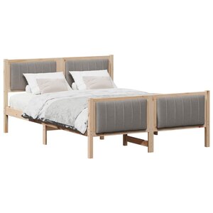 vidaXL Cadre de lit Marron et taupe 140 x 200 cm Bois massif en pin