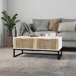 vidaXL Table basse blanc 80x40x35 cm Bois d'ingénierie et fer