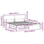 vidaXL Cadre de lit avec tête de lit Marron et gris clair 200 x 200 cm