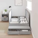 vidaXL Cadre de lit avec rangement Gris Sonoma 90 cm Bois d'ingénierie