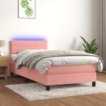 vidaXL Sommier à lattes de lit avec matelas et LED Rose 90x200 cm