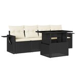vidaXL Salon de jardin 5 Pièces avec coussins noir résine tressée