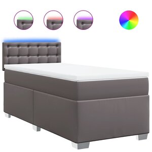 vidaXL Sommier à lattes de lit avec matelas Gris 100x200 cm Similicuir