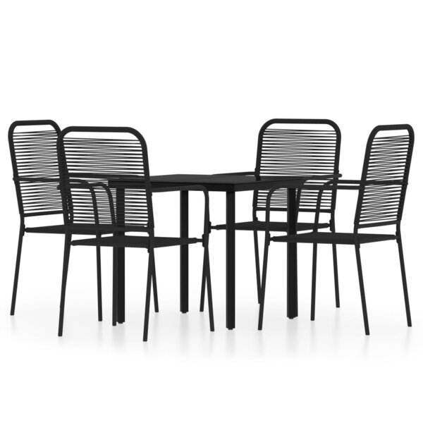 vidaXL Ensemble à manger de jardin 5 Pièces Noir