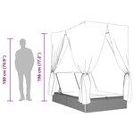 vidaXL Chaise longue double avec toit et rideaux marron résine tressée