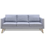 vidaXL Canapé à 3 places Tissu Gris clair