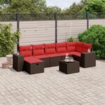 vidaXL Salon de jardin 8 Pièces avec coussins marron résine tressée