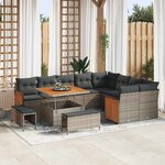 vidaXL Ensemble de canapé de jardin avec coussin 12 Pièces Gris