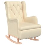 vidaXL Fauteuil avec pieds à bascule et tabouret Crème Tissu