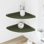 vidaXL Étagère Flottante d'Angle 2 pc Vert olive 30 x 30 x 2 cm