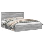 vidaXL Cadre de lit Gris Sonoma 200 x 200 cm Pin massif