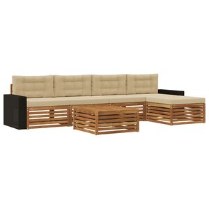 vidaXL Ensemble de canapés d'extérieur 6 Pièces Naturel et Beige