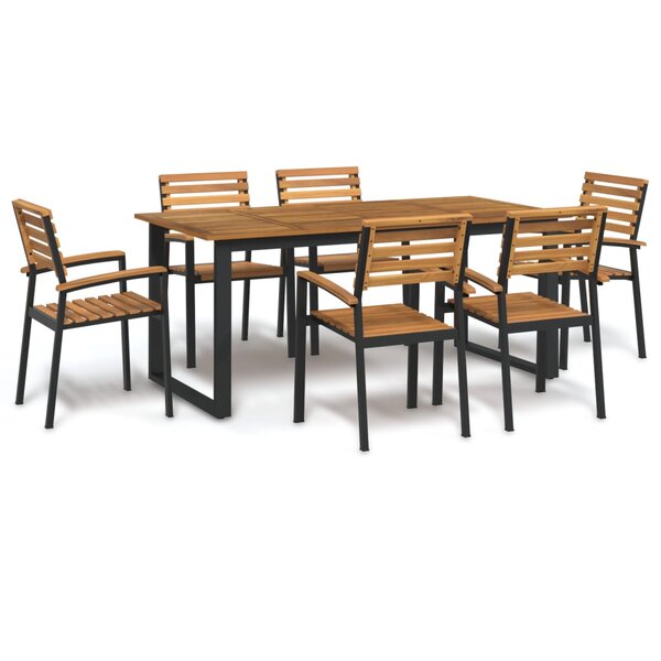 vidaXL Ensemble à manger de jardin 7 Pièces bois d'acacia solide et métal