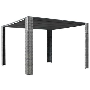 vidaXL Tonnelle et toit Résine tressée 300x300x220cm Gris / anthracite