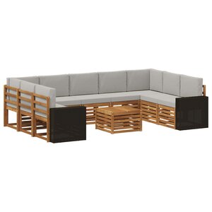 vidaXL Ensemble de canapés d'extérieur 10 pc Naturel et gris clair