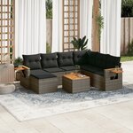 vidaXL Salon de jardin 8 Pièces avec coussins gris résine tressée