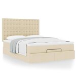 VidaXL Cadre de lit ottoman avec matelas crème 140x200 cm tissu