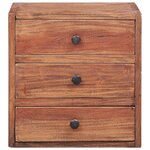 vidaXL Table de chevet avec 3 tiroirs 35x25x35 cm bois d'acajou massif