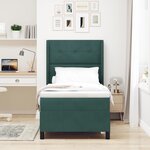 Lit à ressort vidaXL avec matelas et LED Vert foncé 90x200 cm Velours