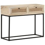 vidaXL Table console 100x35x76 cm Bois de manguier et canne naturelle