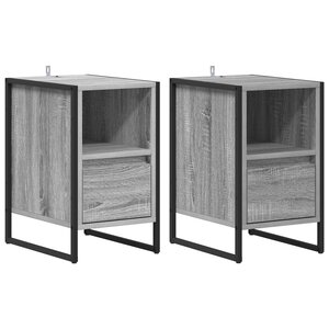 vidaXL Table de chevet avec tiroir 2 Pièces Gris Sonoma 39 5 x 30 x 50 cm