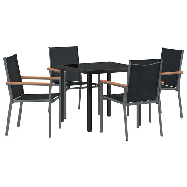 vidaXL Ensemble de salle à manger pour jardin 5 Pièces Noir