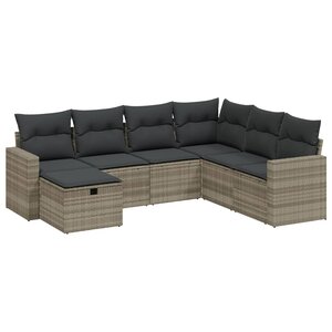 vidaXL Salon de jardin avec coussins 7 Pièces gris clair résine tressée