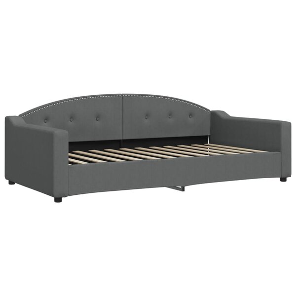 vidaXL Lit de jour avec gigogne et tiroirs gris foncé 100x200 cm tissu
