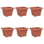 vidaXL Pot de Fleurs Carré 6 Pièces Rouge brique 28 5 x 28 5 x 22 cm