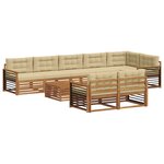 vidaXL Ensemble de canapés d'extérieur 9 pc Naturel et Beige