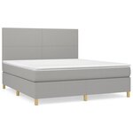 vidaXL Sommier à lattes de lit avec matelas Gris clair 160x200cm Tissu