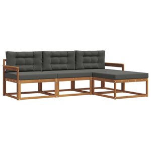 vidaXL Ensemble de canapés d'extérieur 4 Pièces Naturel et Anthracite