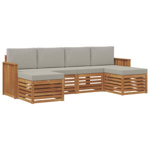 vidaXL Ensemble de canapés d'extérieur 6 pc Gris Naturel et Clair