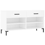 vidaXL Banc à chaussures blanc 102x35x55 cm bois d'ingénierie