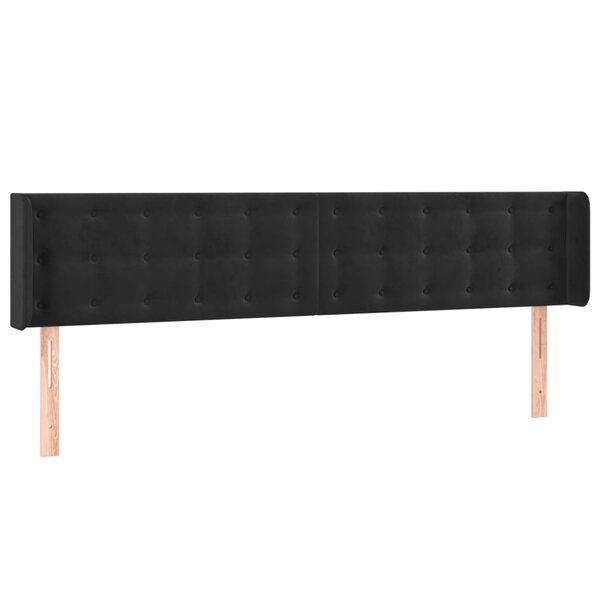 vidaXL Tête de lit avec oreilles Noir 203x16x78/88 cm Velours