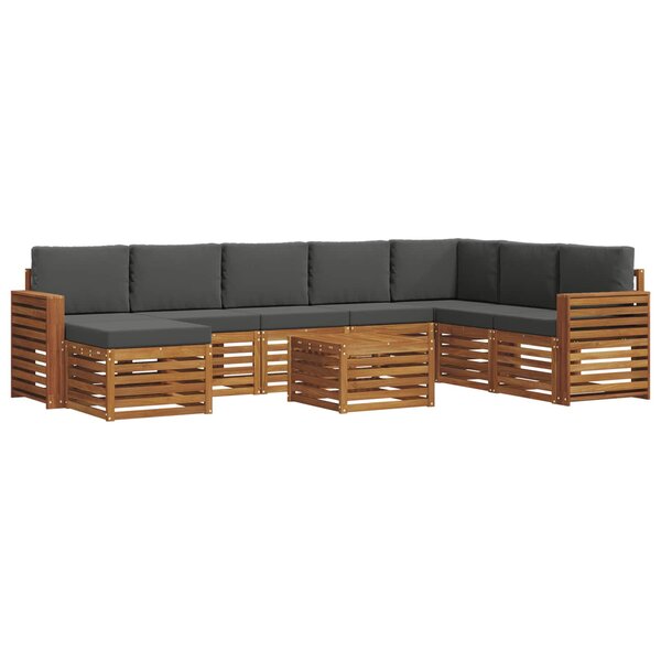 vidaXL Ensemble de canapés d'extérieur 9 pc Naturel et Anthracite