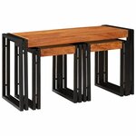 vidaXL Table Gigogne 3 Pièces Bois d'acacia massif et métal