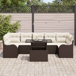 vidaXL Ensemble de canapé de jardin 8 Pièces Marron Poly rotin