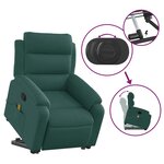 vidaXL Fauteuil inclinable de massage Vert foncé Tissu