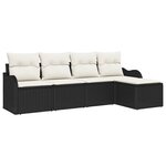 vidaXL Ensemble de canapé de jardin avec coussin 5 Pièces Noir Poly rotin