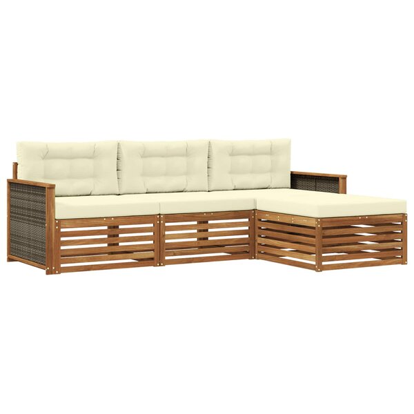 vidaXL Ensemble de canapés d'extérieur 4 pc Naturel et Crème