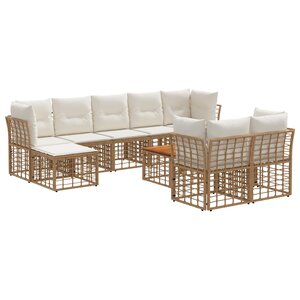 vidaXL Ensemble de canapés d'extérieur 10 Pièces Blanc Naturel et Crème